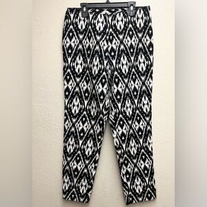 Peter Nygard Ikat Pattern Pants Black/White Size 6 EUC